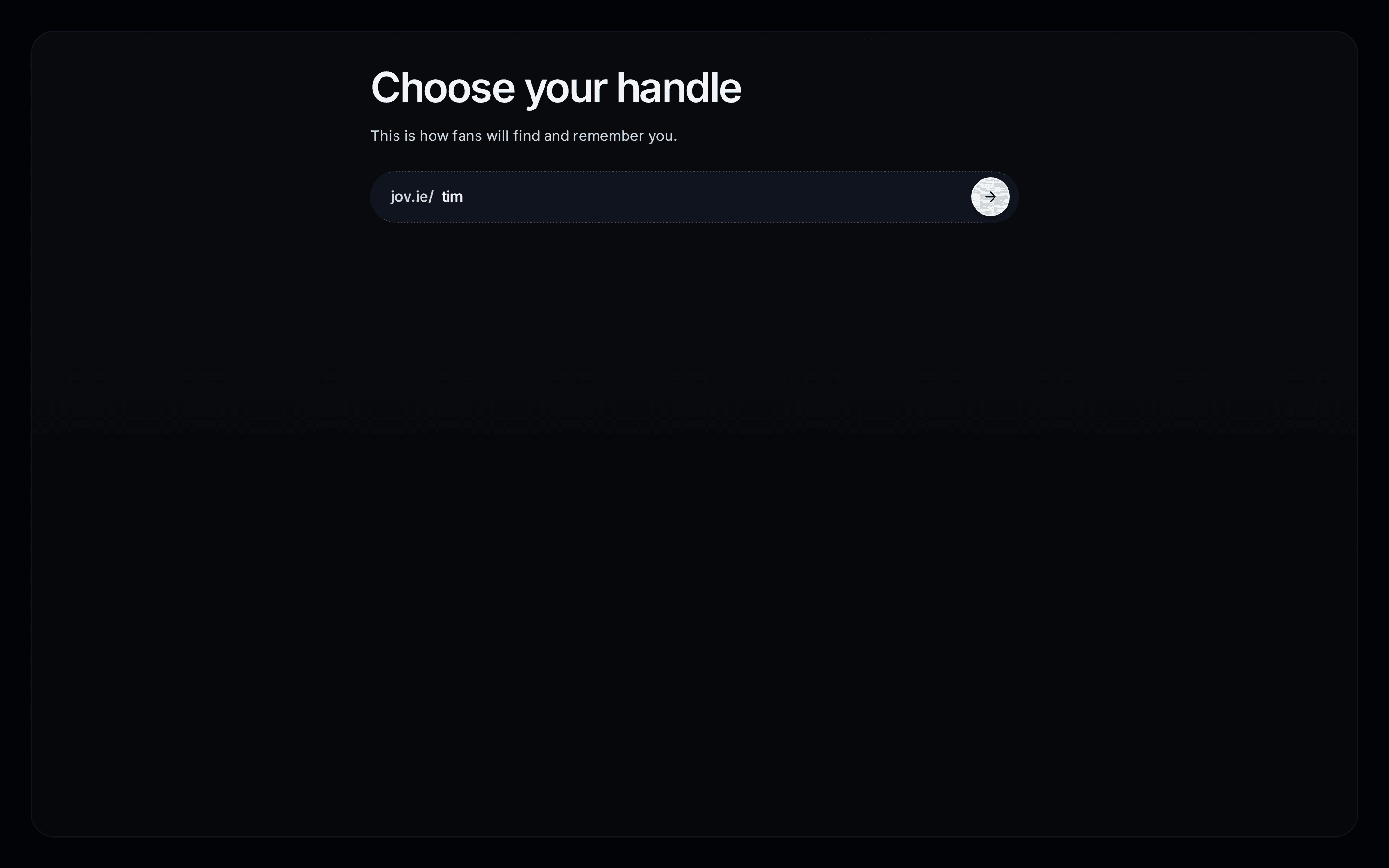 Jovie onboarding with the Tim White profile handle ready to claim.