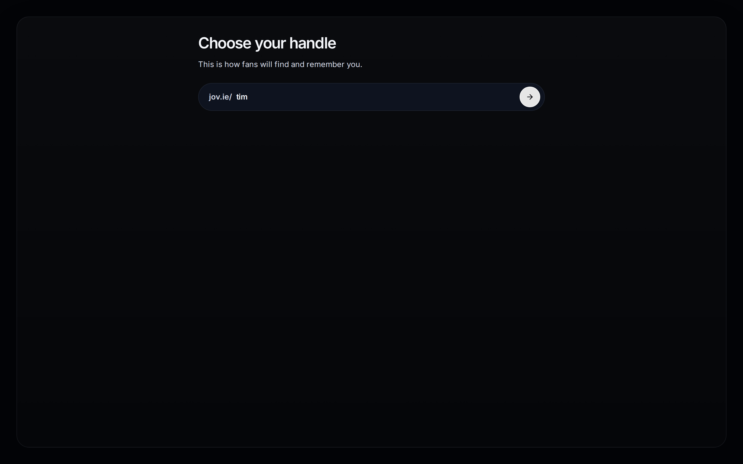 Jovie onboarding with the Tim White profile handle ready to claim.